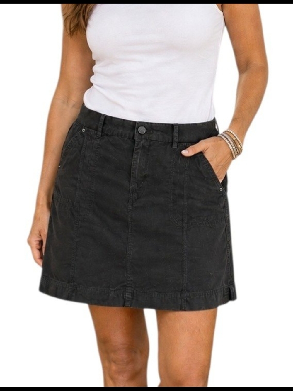 Gloria Vanderbilt Black Casual A-Line Mini Skirt